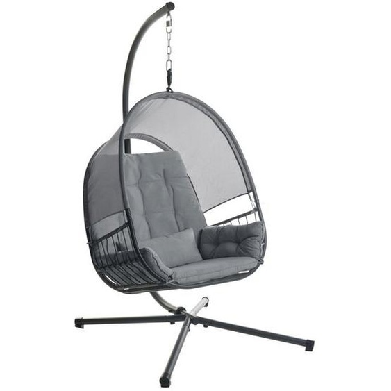 Fauteuil suspendu avec support ALVIANO Tissu Gris foncé