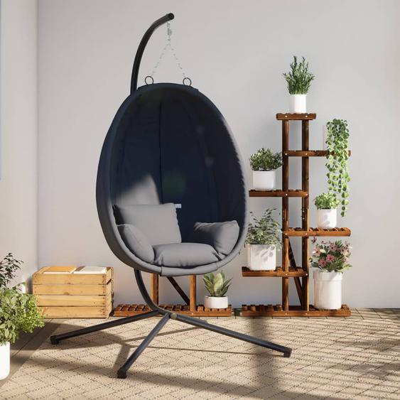 Fauteuil suspendu avec support en tissu anthracite et acier