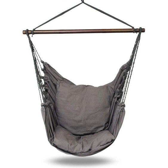 Fauteuil suspendu, chaise suspendue, siège suspendu avec 2 housses de coussin (XXL, supporte jusquà 140 kg, couleur unie gris)