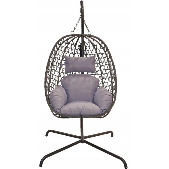 Fauteuil suspendu Cocoon Boho gris foncé, modèle sur pied, avec structure et coussin, 195 cm, charge maximale 120 kg