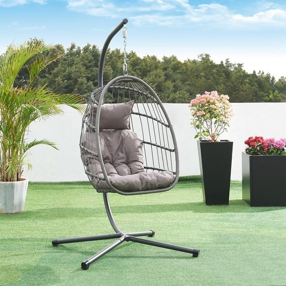 Fauteuil suspendu Edeng avec structure et coussin pour 1 personne 196 x 110 x 95 cm Gris