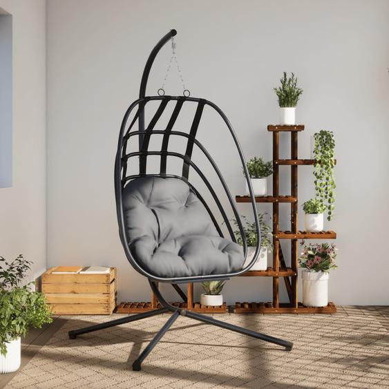 Fauteuil suspendu en forme dœuf avec support en acier anthracite