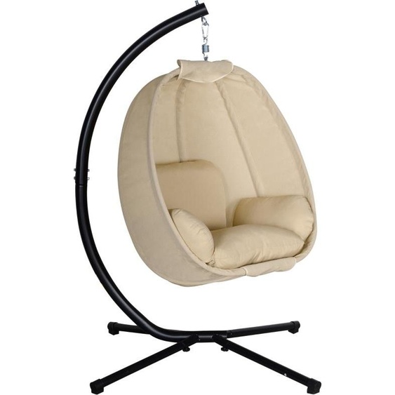 Fauteuil suspendu en forme duf avec coussin moelleux, pour lintérieur et lextérieur, kaki