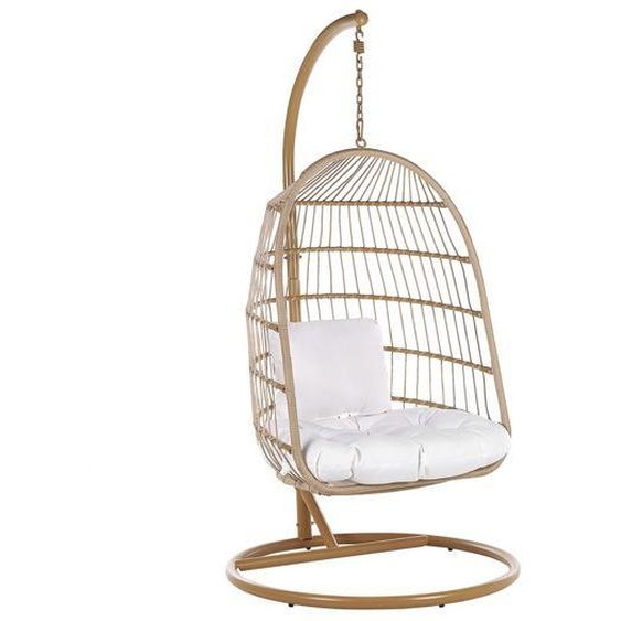 Fauteuil suspendu en rotin clair avec support ALLERA