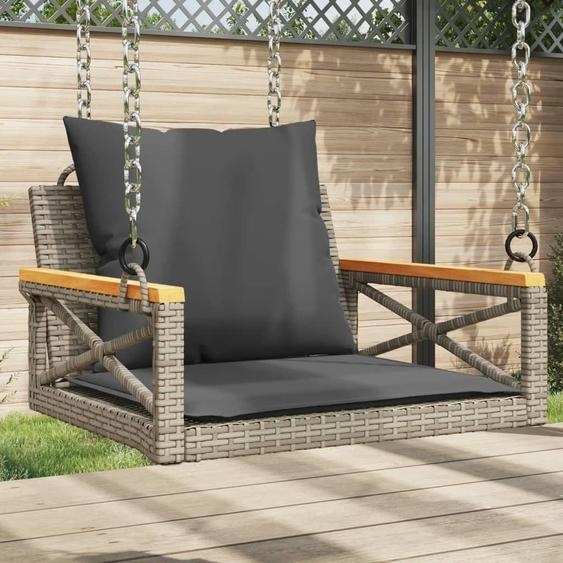 Fauteuil suspendu en rotin synthétique (PE) avec coussin, idéal pour lintérieur et lextérieur