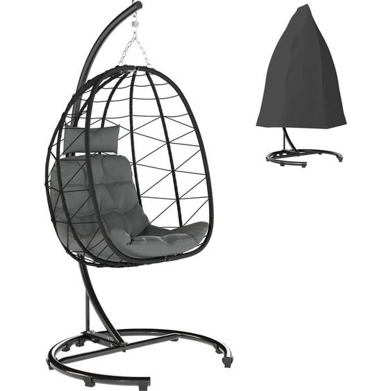 Fauteuil suspendu Fauteuil suspendu Egg Chair, résistant aux intempéries, rembourrage inclus, 102 cm x 102 cm x 195 cm, gris foncé