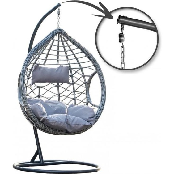 Fauteuil suspendu gris NORVIA avec support