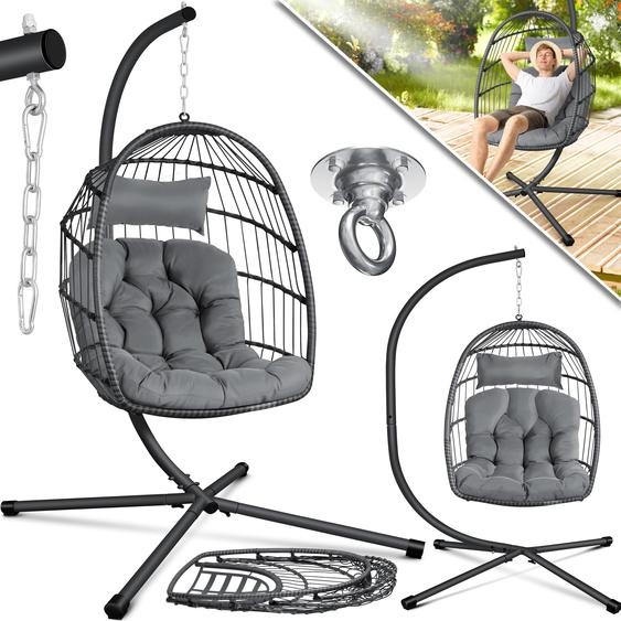Fauteuil suspendu KESSER® Jungle avec structure en acier, panier suspendu, grand coussin et couverture inclus, fixation fournie - Balancelle suspendue, fauteuil suspendu dintérieur et dextérieur, balancelle pour enfants et adultes