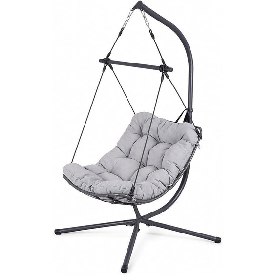 Fauteuil suspendu Nova | Gris foncé/gris clair | L110 x P101 x H194 cm | Structure en acier avec revêtement époxy | Résistant aux UV et robuste | Fauteuil relax pour jardin, balcon et terrasse