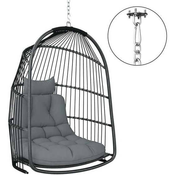 Fauteuil suspendu Outsunny, panier suspendu avec coussins, balancelle en polyrotin