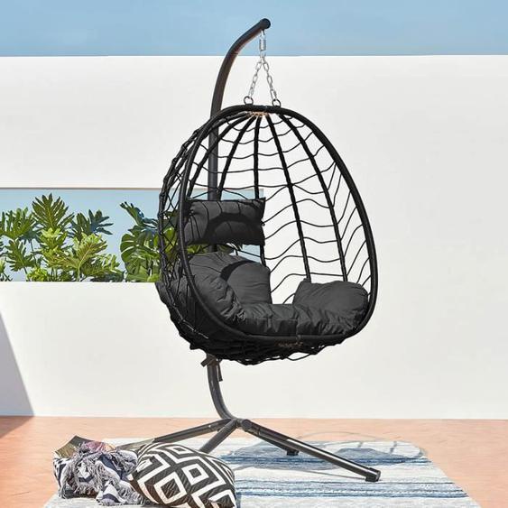 Lima Noir - Fauteuil suspendu résine & Acier