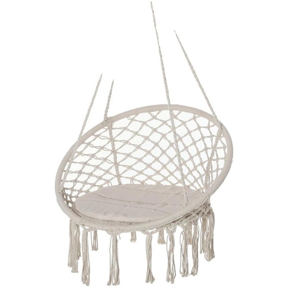 Fauteuil suspendu, résistant aux intempéries, coussin inclus, couleur crème