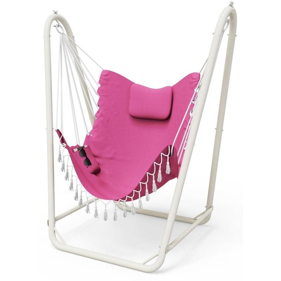 Fauteuil suspendu robuste, idéal pour lintérieur et lextérieur, de couleur rose, avec une capacité de charge de 160 kg