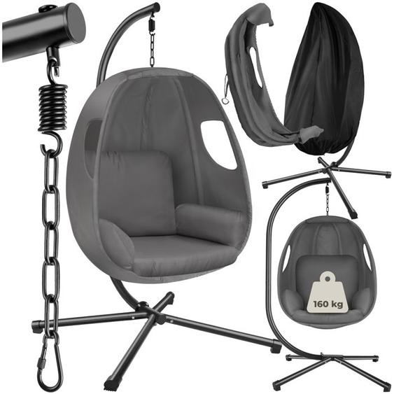 Fauteuil suspendu - TECTAKE - Siège ANIKA pliable avec support et coussin capacité de charge de 160 kg pivovant à 360 -