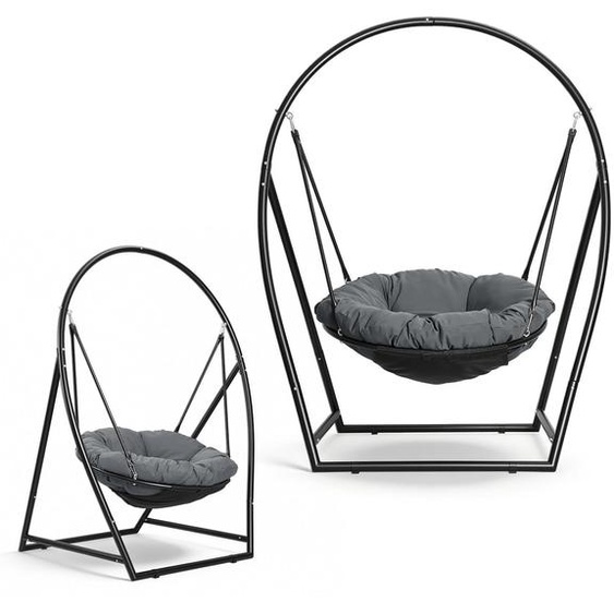 Fauteuil suspendu Vigevee avec structure, balancelle suspendue, fauteuil suspendu jusquà 150 kg pour lintérieur et lextérieur + coussin, panier suspendu avec structure en acier et coussin dassise, balancelle, siège suspendu pour le jardin