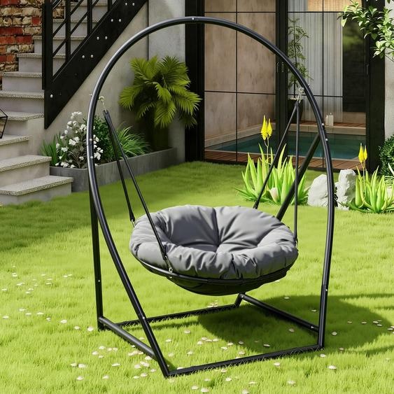 Fauteuil suspendu Vigevee avec structure et coussin, balançoire suspendue, fauteuil suspendu jusquà 150 kg, pour intérieur et extérieur, avec coussin. Panier suspendu, structure en acier et coussin de siège, balançoire, siège suspendu, jardin