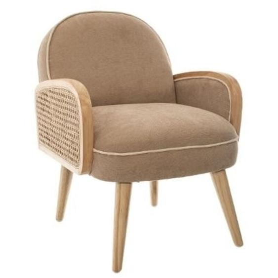 Fauteuil Taupe Atmosphera avec Accoudoirs en Tissage Cannage pour Chambre dEnfant, Hauteur 56 cm