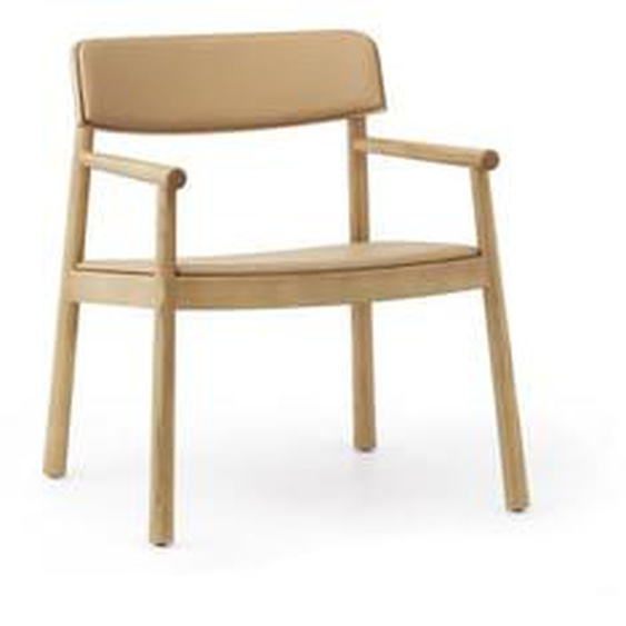 Fauteuil Timb Lounge avec accoudoirs - tan - cuir camel