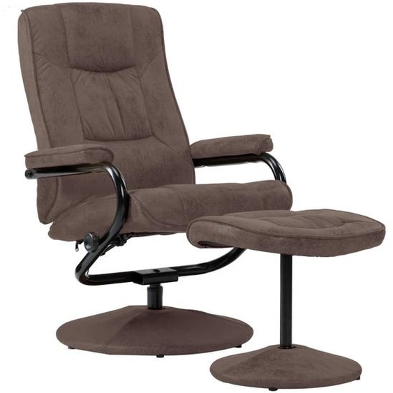 Fauteuil TV avec repose-pied Marron Similicuir daim