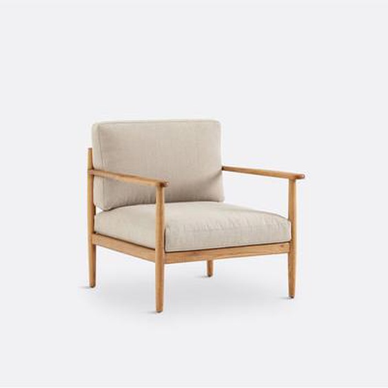 Fauteuil vintage chêne et coton/lin, Malora