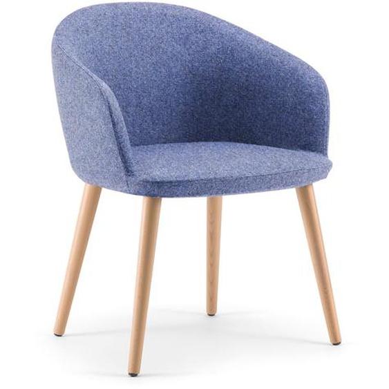 Fauteuil visiteur ADRIA Tissu laine et polyamide Bleu foncé Accoudoirs Dossier Pieds Bois en hêtre