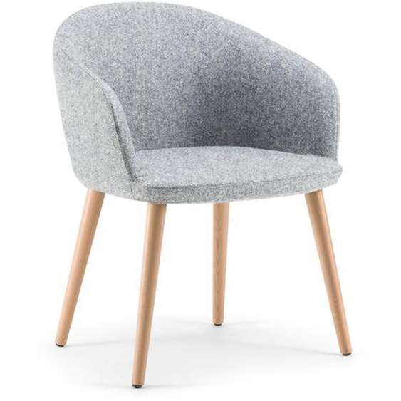Fauteuil visiteur ADRIA Tissu laine et polyamide Bleu gris Accoudoirs Dossier Pieds Bois en hêtre