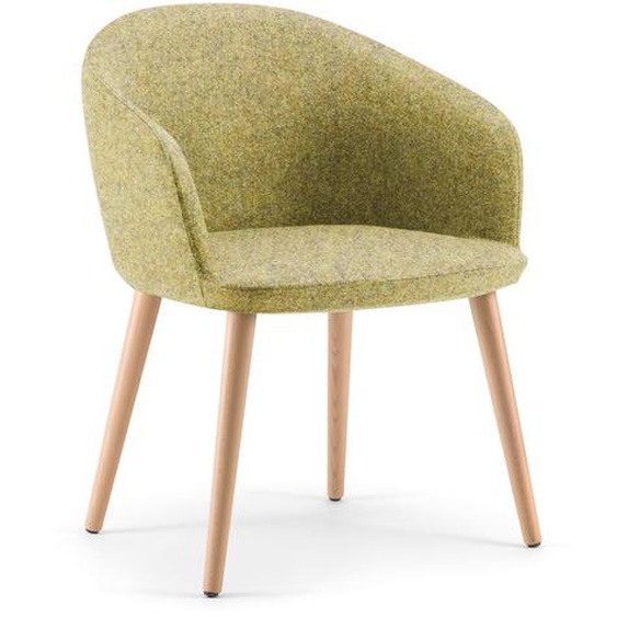 Fauteuil visiteur ADRIA Tissu laine et polyamide Vert Accoudoirs Dossier Pieds Bois en hêtre