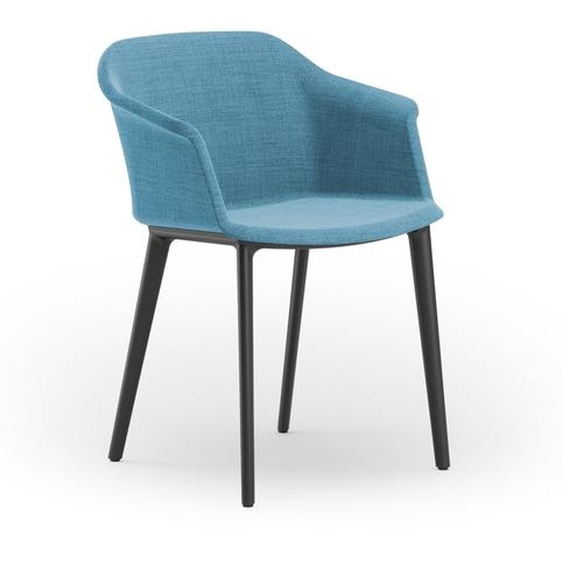 Fauteuil visiteur Ava - Tissu Bleu pieds PVC Noir