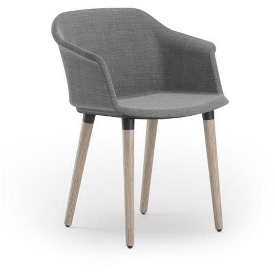 Fauteuil visiteur Ava - Tissu Gris pieds Bois