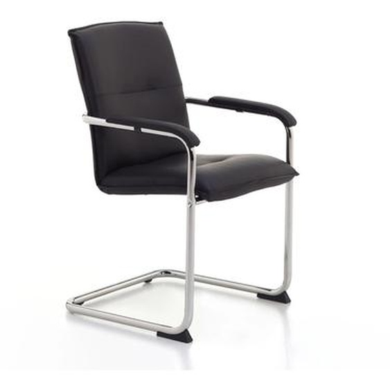 Fauteuil visiteur Silla Croûte de cuir et métal chromé Noir - Dossier