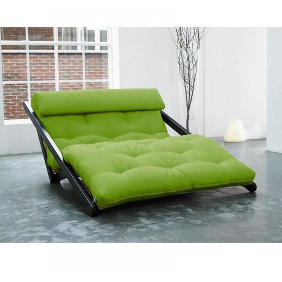 Fauteuil wengé convertible FIGO futon vert lime couchage 120*200cm