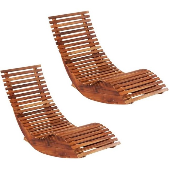 Chaises longues basculantes lot de 2 bois dacacia