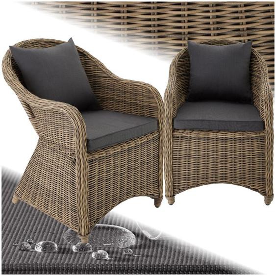 Fauteuils de jardin - TECTAKE - Lot de 2 chaises détente de jardin en rotin avec cadre en aluminium 71 x 60 x 84 cm - Marron