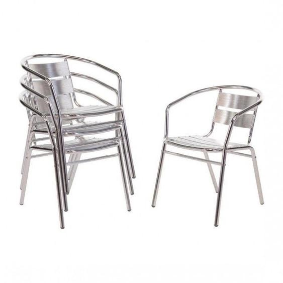 Fauteuils empilables en aluminium Bolero - Lot de 4