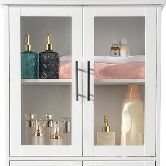 FCH Armoire haute de salle de bain,Armoire de cuisine avec 6 portes, avec étagères réglables, blanc 60 x 30 x 170cm