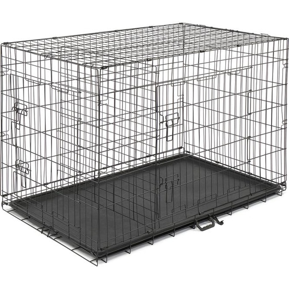 FCH Cage pour chiens en métal, 121x74x81 cm, XXL pliable Cage pour chiens avec double porte