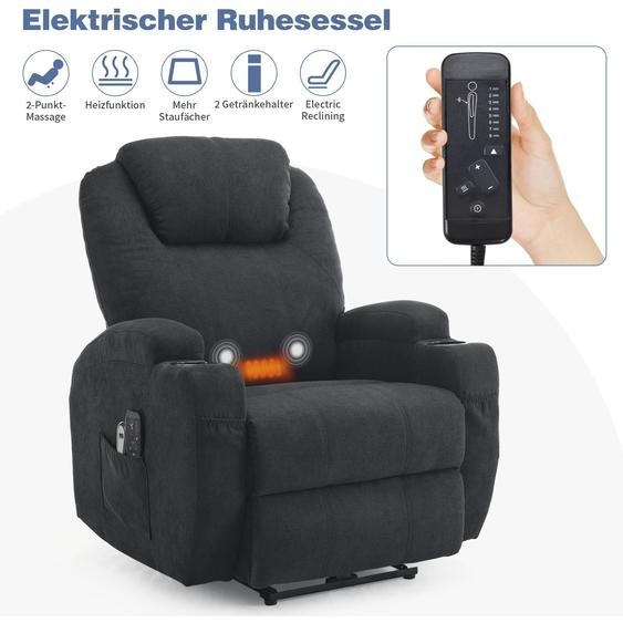 Fauteuil de massage électrique LEADZM avec fonction de chauffage et massage par vibrations. Fauteuil relax, fauteuil télé, avec fonction relax et télécommande, couleur noire