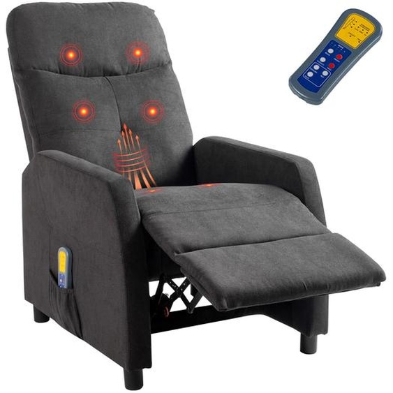 FCH Fauteuil de massage,Fauteuil de télévision avec fonction massage, fonction chaleur, fauteuil TV, inclinaison manuelle du dossier, gris foncé