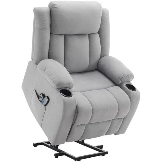 FCH Fauteuil releveur électrique Fauteuil de massage avec fonction massage et chaleur, fauteuil de relaxation avec porte-gobelet, télécommande et poche latérale, TV FauteuilGris