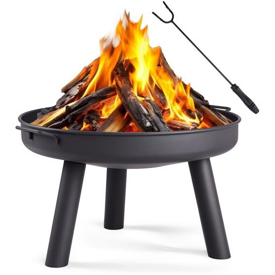 FCH Foyer Ø 60 cm sans fumée Bac à feu de bois avec tisonnier, panier à feu et tonneau à feu Pare-étincelles pour chauffage/barbecue, jardin terrasse