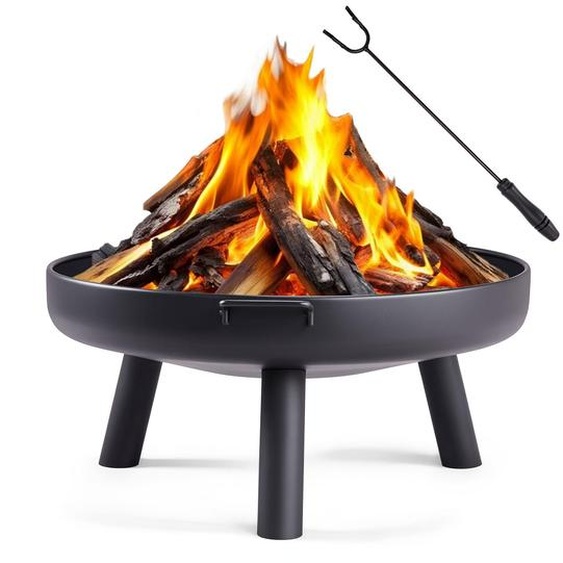FCH Foyer Ø 70 cm sans fumée Bac à feu de bois avec tisonnier, panier à feu et tonneau à feu Pare-étincelles pour chauffage/barbecue, jardin terrasse