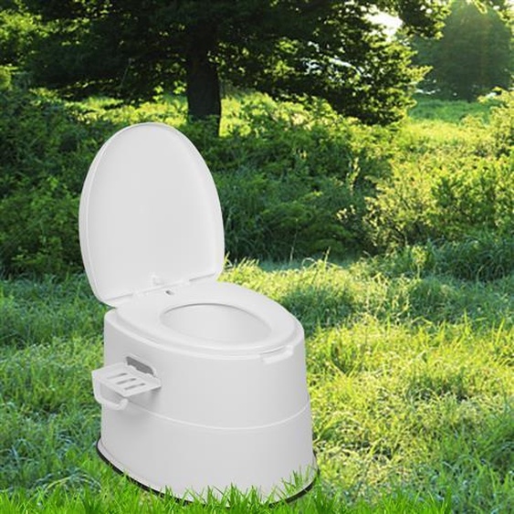 FCH Toilettes de camping avec tapis antidérapant, toilettes durgence, toilettes portables, toilettes mobiles, 50 x 40 x 42cm, blanc