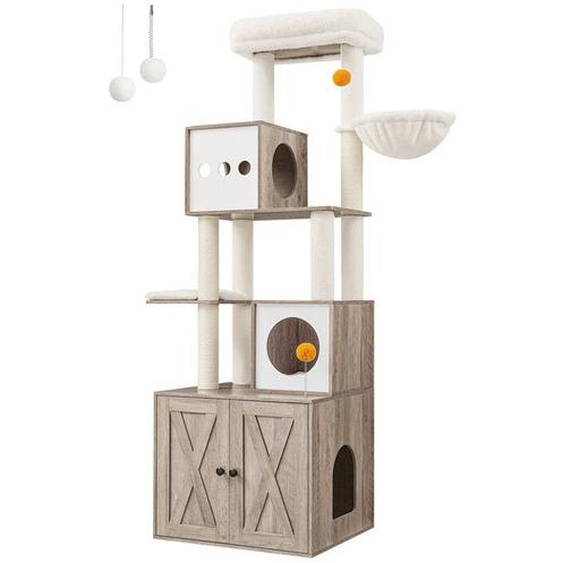 Songmics - Feandrea Arbre à Chat Moderne avec Cache-litière, Tour de Jeu, Griffoir avec Maison de Toilette, 180 cm, Niche, Plateforme, Tapis