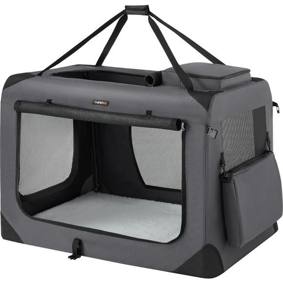 Feandrea Caisse pliable pour chiens, caisse de transport pour chiens, XXXL, sac pour chiens, tissu Oxford, mesh, respirant, portable, cadre métallique, avec poignées, poches,