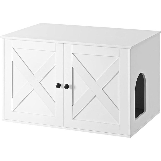 Feandrea maison de toilette pour chats avec cloison amovible, bac à litière, cache crottes, table, 80 x 53 x 50 cm, blanc