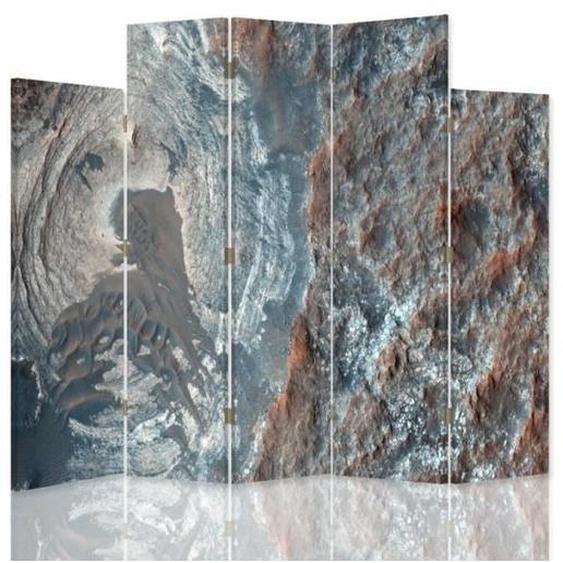Feeby Cloison amovible Paravent dissymétrique Toile imprimée 5 panneaux deux faces, Abstraction structurelle 180x180 cm