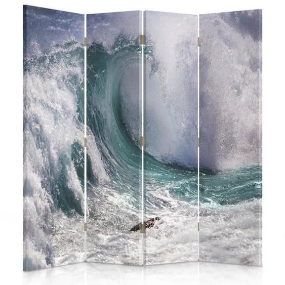 Feeby Décoration Paravent dintérieur sur toile, 4 parties une face, Haute vague 145x150 cm