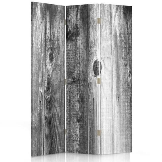 Feeby Paravent Impression toile 3 panneaux une face, Planches bois gris imitation 110x150 cm