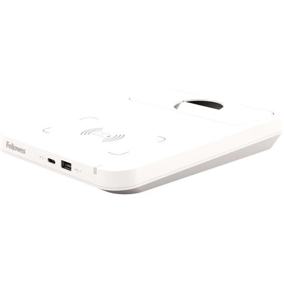 Fellowes Socle de chargement sans fil et USB compatible bras écran TALLO - Blanc