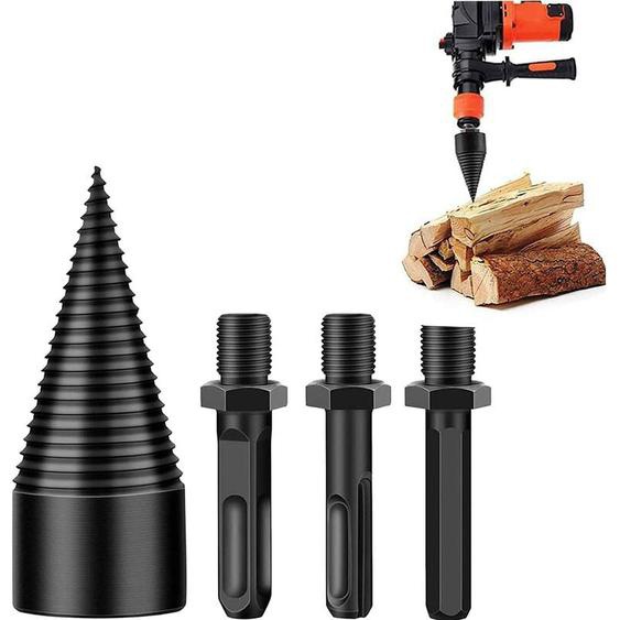 Fendeuse de Bûches 45mm,Fendeuse de bûches, fendeuse à bois perceuse sûre, fendeur de bûches, Fendeur de Bûche pour Fendre du Bois, Foret à Bois pour